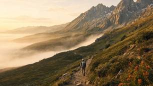 Altai mountains in the morning mist
