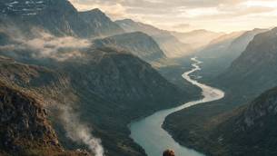 Mountain river in an Arkhyz gorge